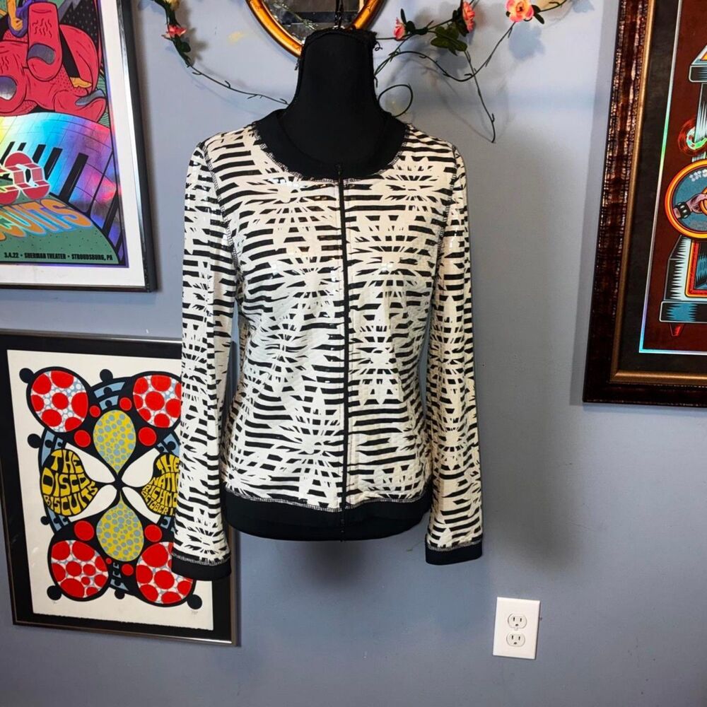 Joseph-ribkoff Women's y2k Black and White Abstract Floral Print Jacket (US 8)